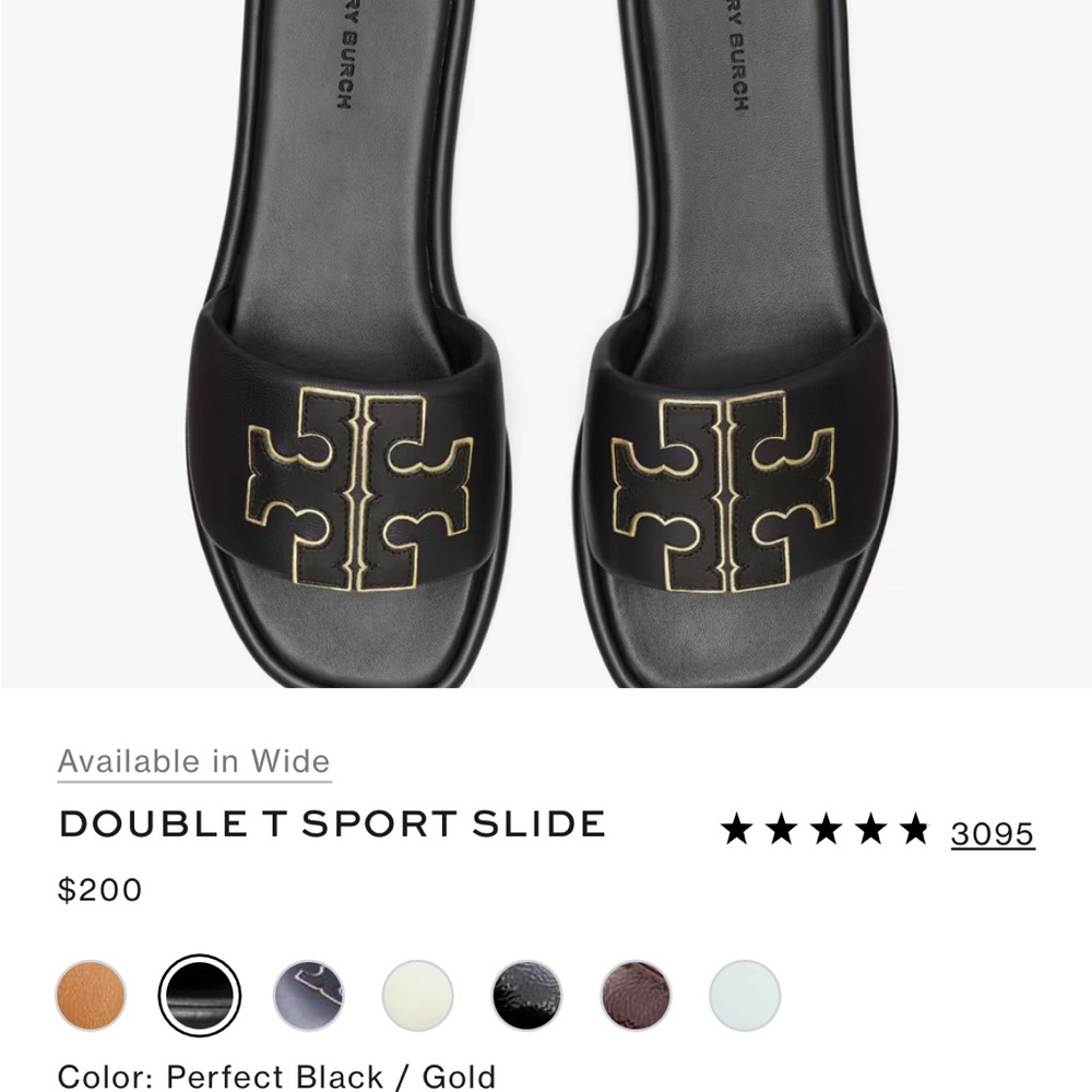 Tory Burch Double T Sport Slide — Perfect Black/Gold